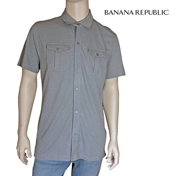 Banana Republic Button Front Shirt Short Sleeve Textured Knit NWT - Picture 1 of 16